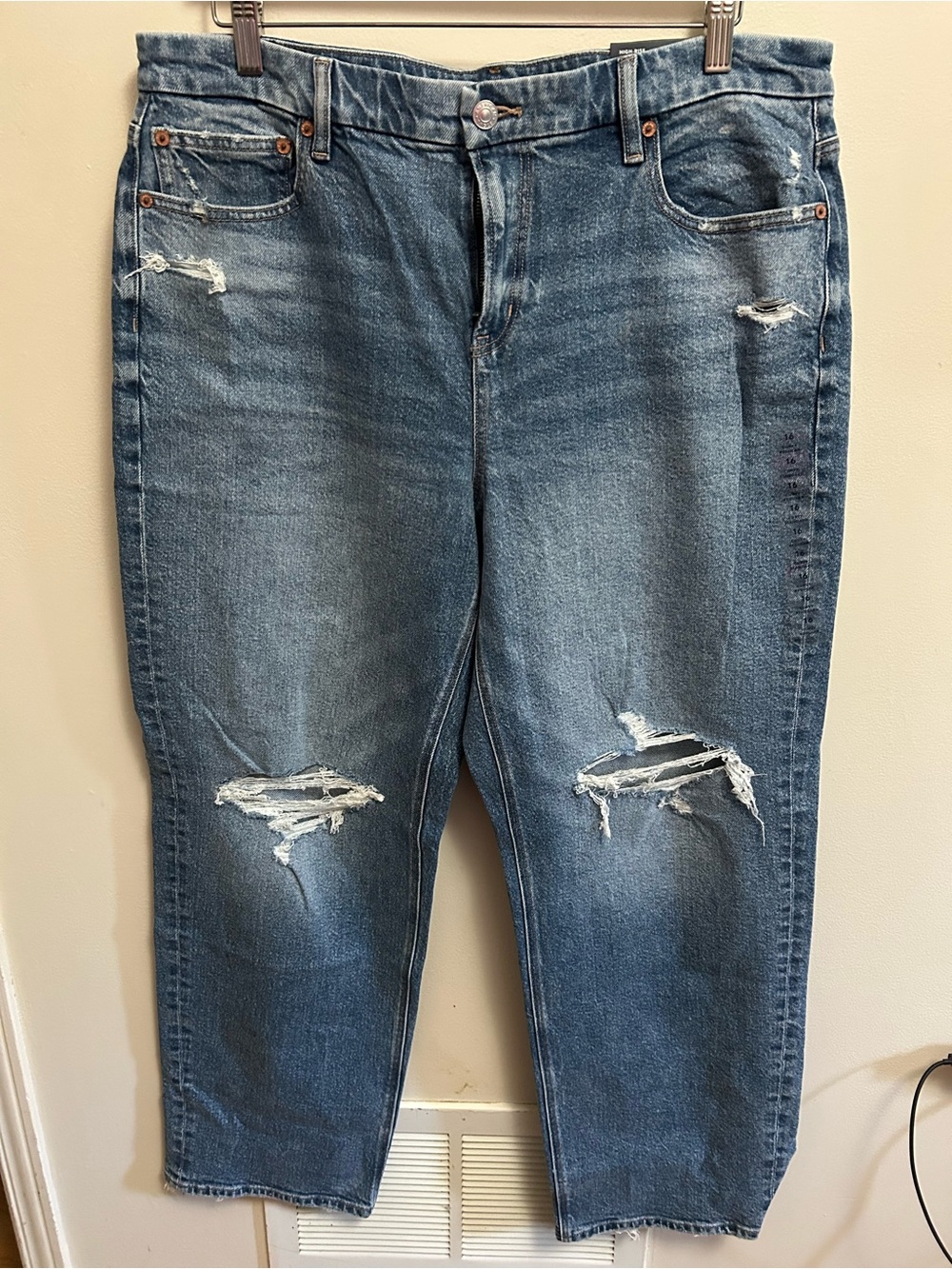 American Eagle Outfitters Distressed Straight Leg Blue Jeans